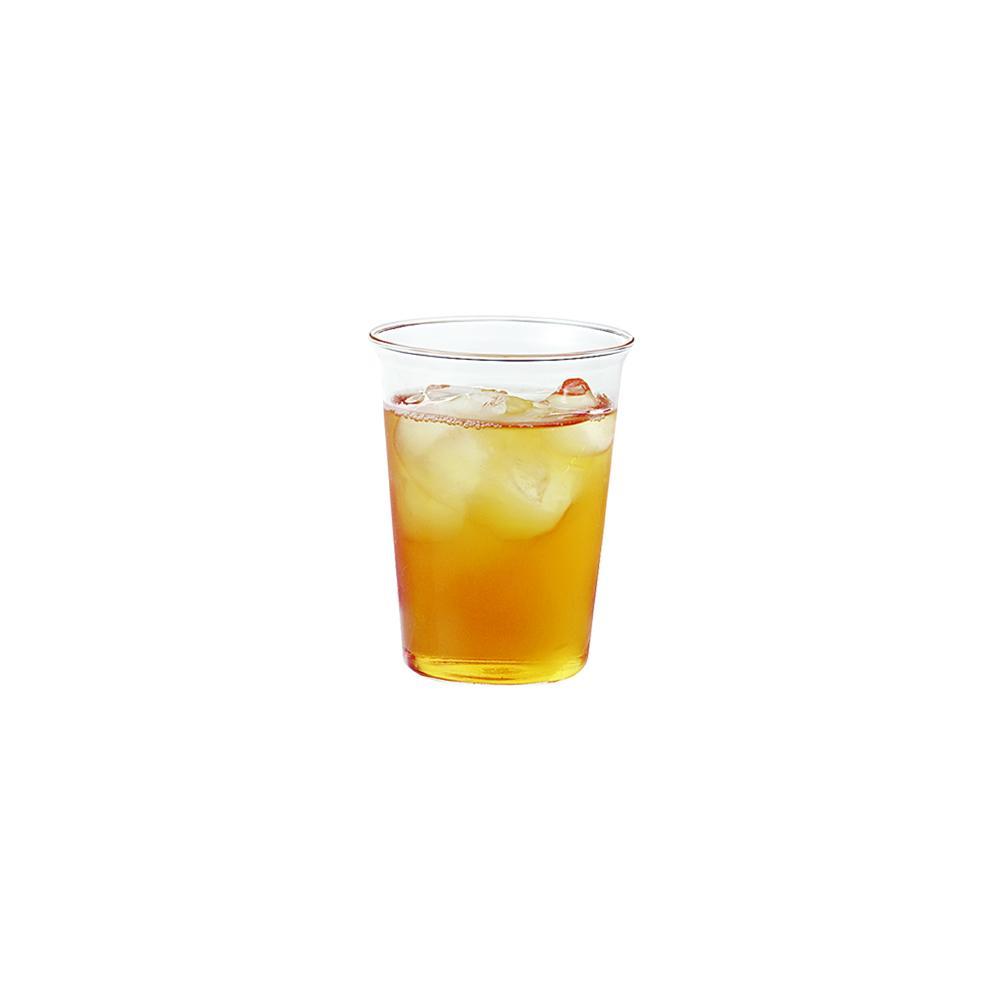 kinto iced tea glass with ice tea in it 