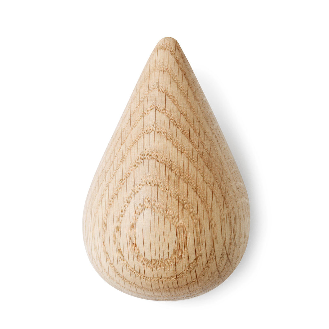 Natural wood teardrop shaped oak hook.