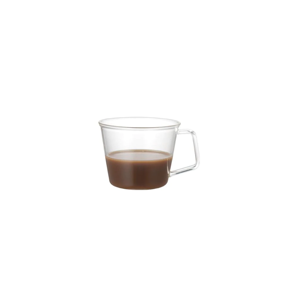 glass kinto expresso cup on a white background